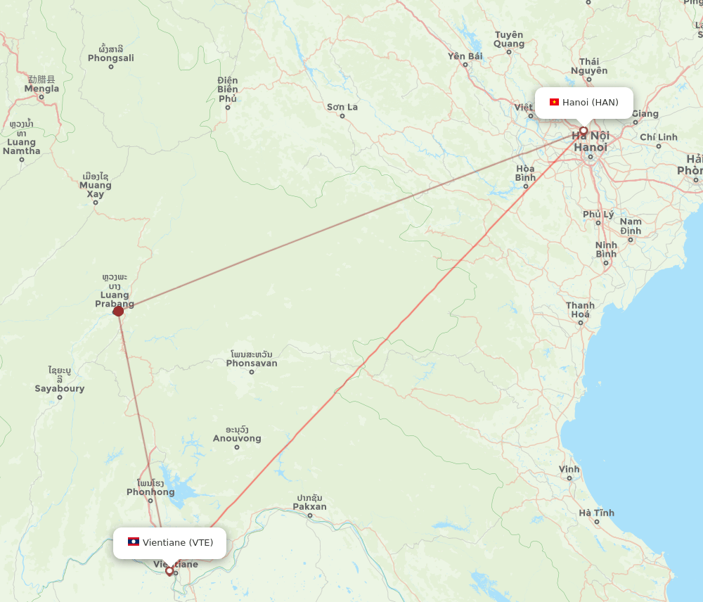 VTE-HAN flight routes