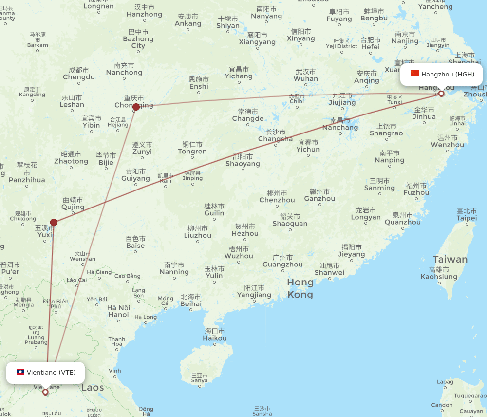 VTE-HGH flight routes