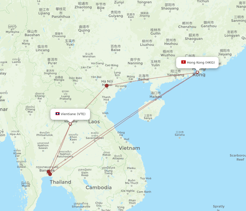 VTE-HKG flight routes