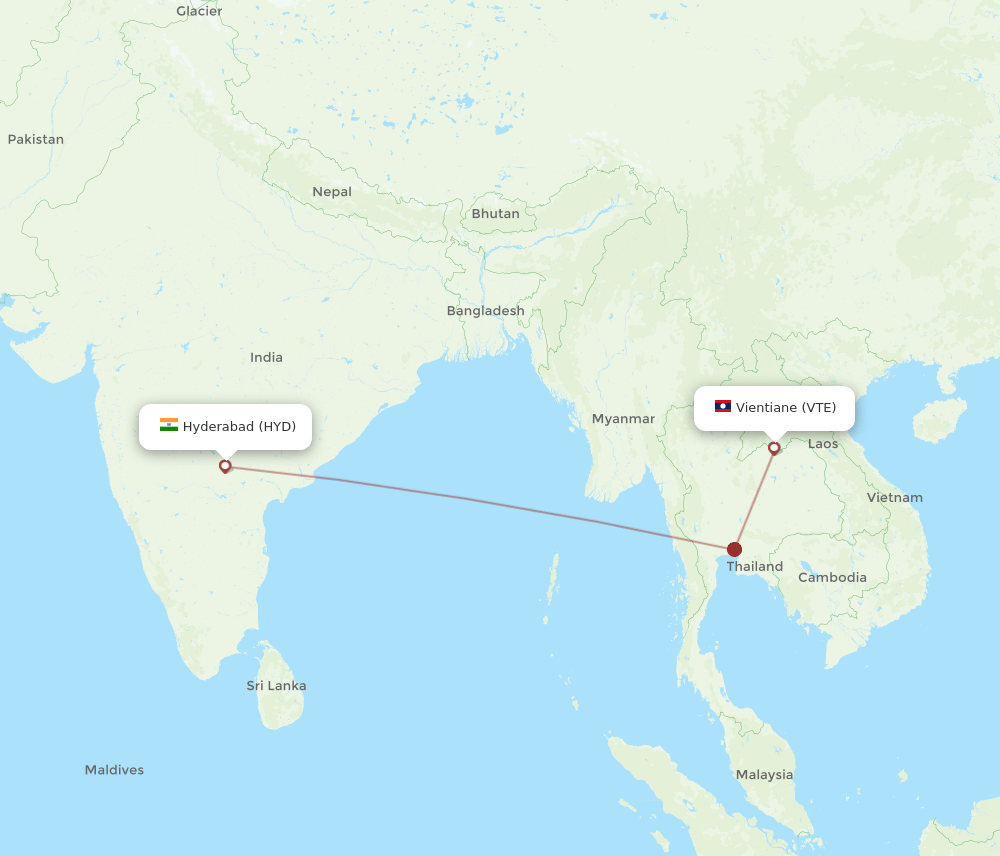 VTE-HYD flight routes