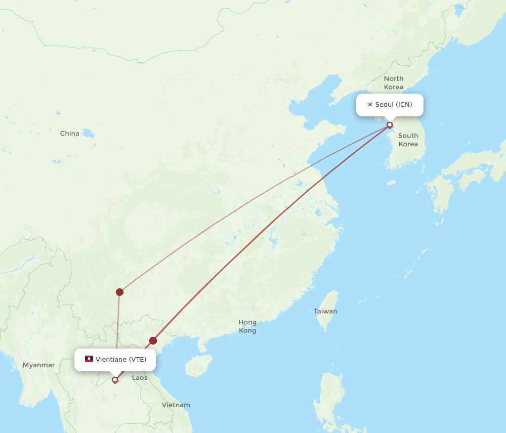 VTE-ICN flight routes