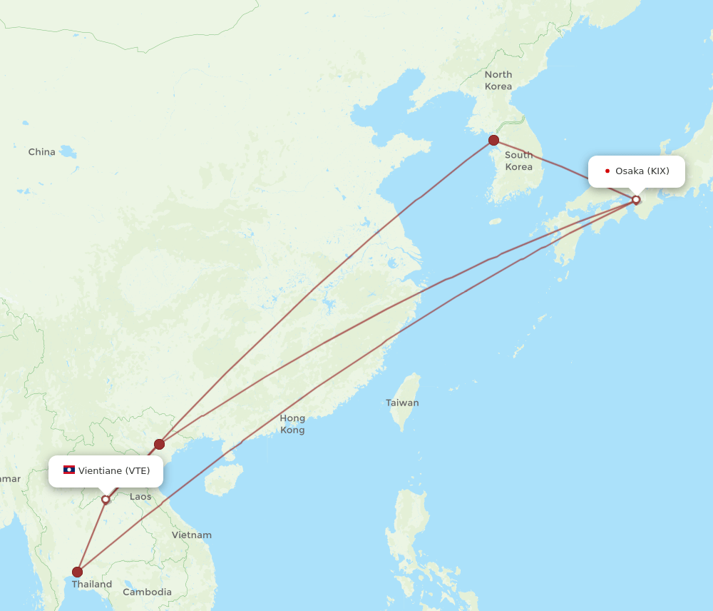 VTE-KIX flight routes