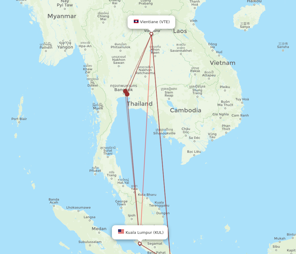 VTE-KUL flight routes