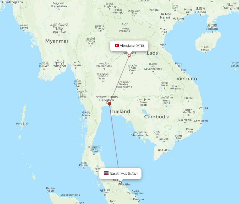 VTE-NAW flight routes