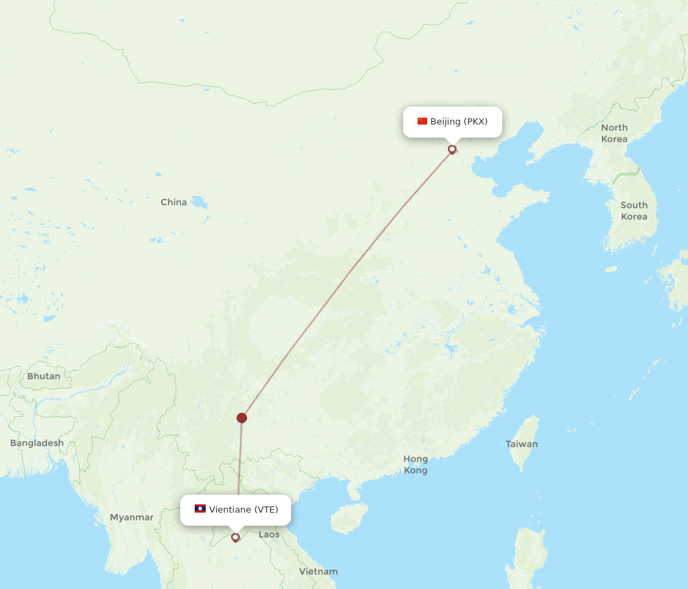 VTE to PKX flights and routes map