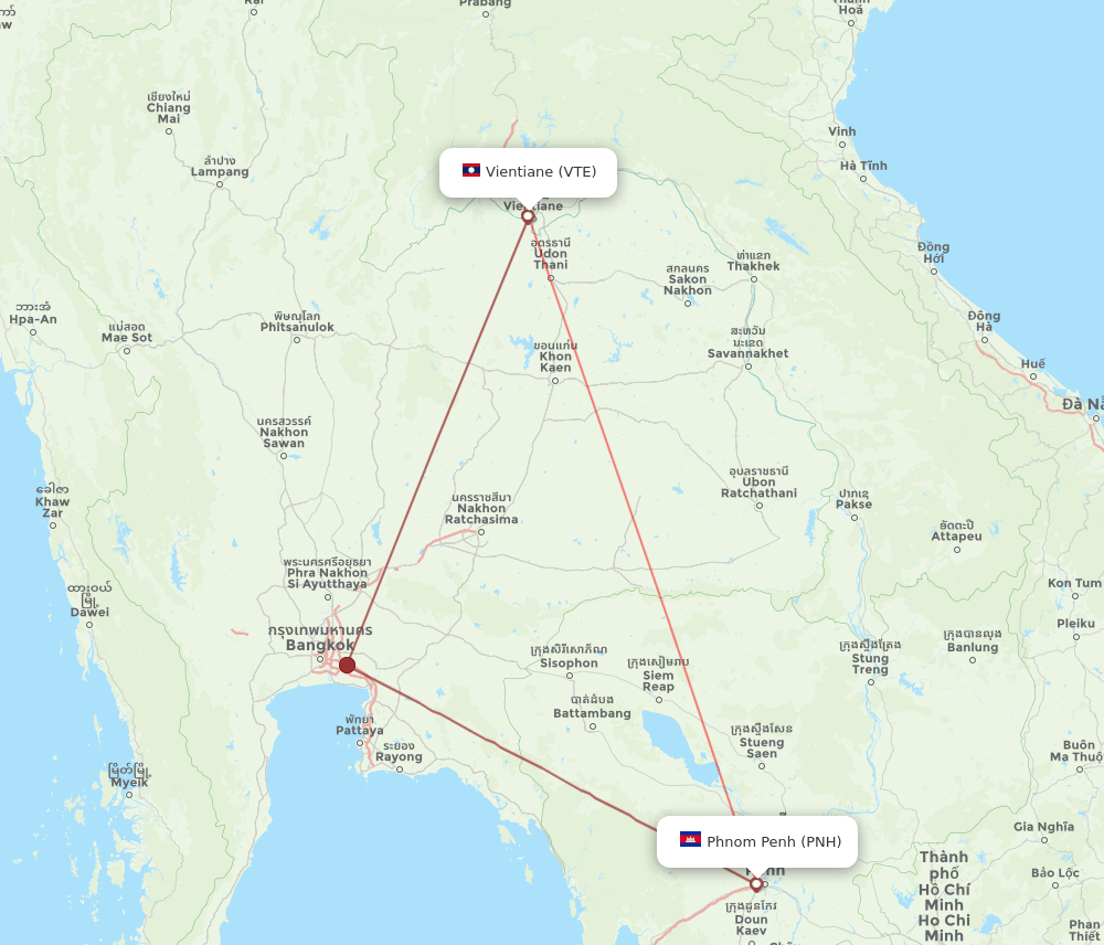 VTE-PNH flight routes