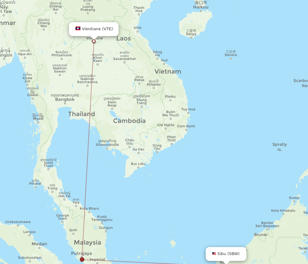 VTE-SBW flight routes
