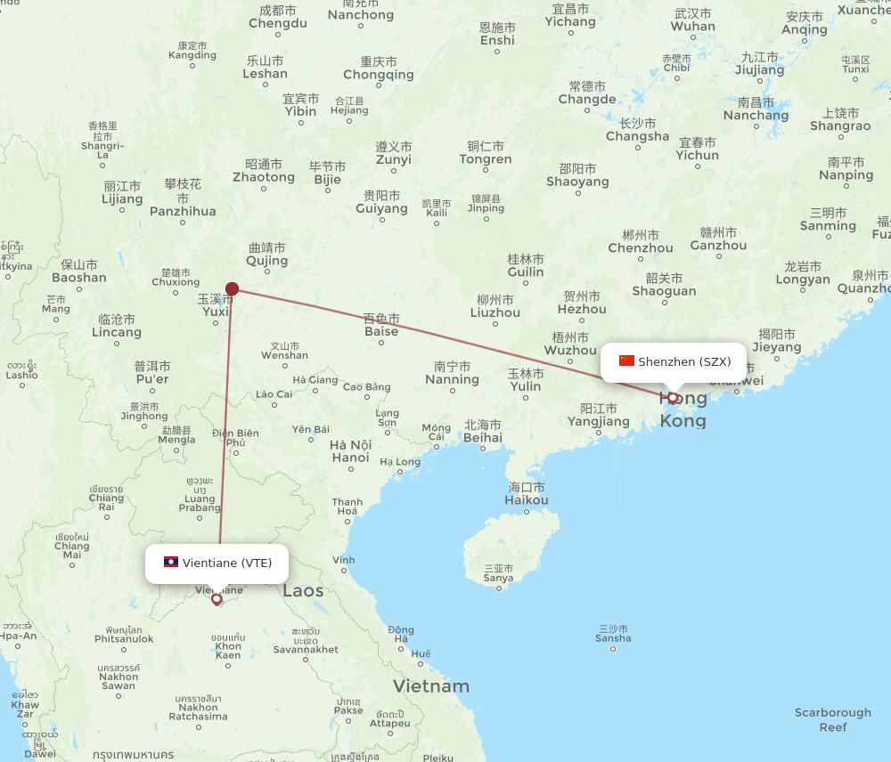 VTE-SZX flight routes