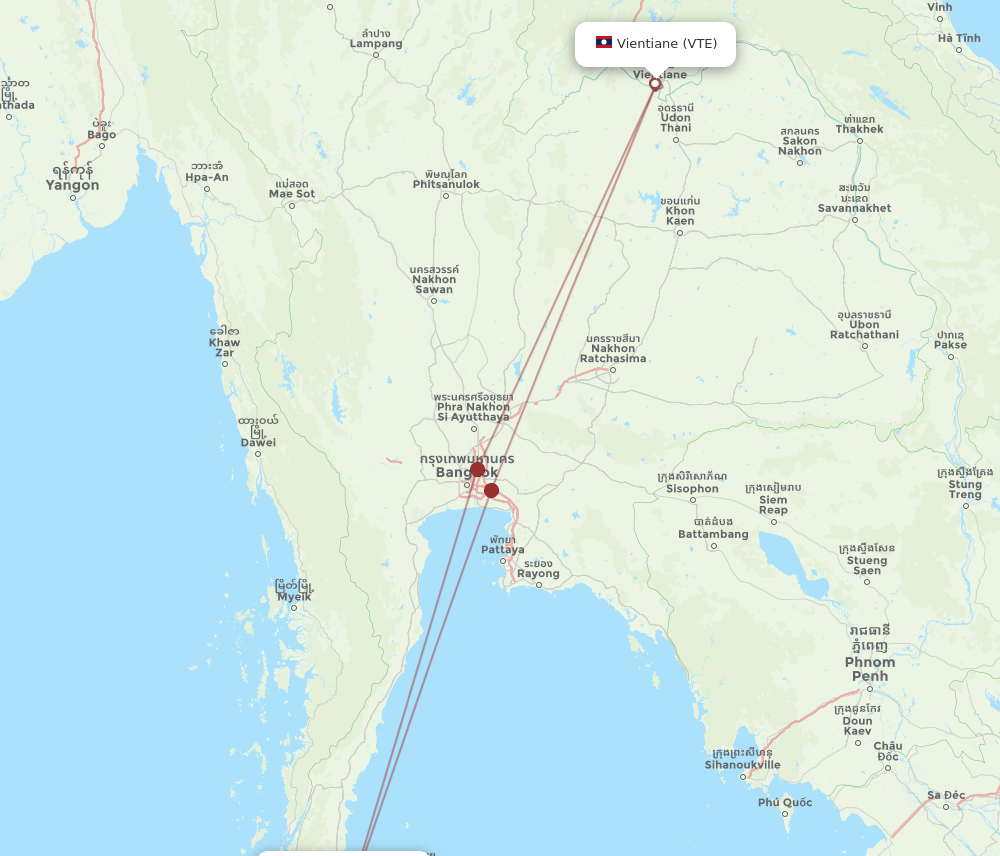 VTE-URT flight routes