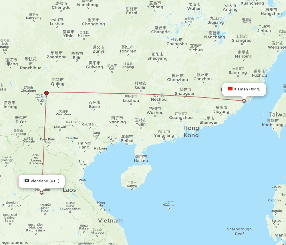 VTE-XMN flight routes