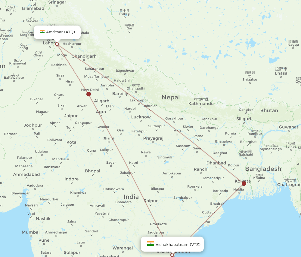 VTZ-ATQ flight routes