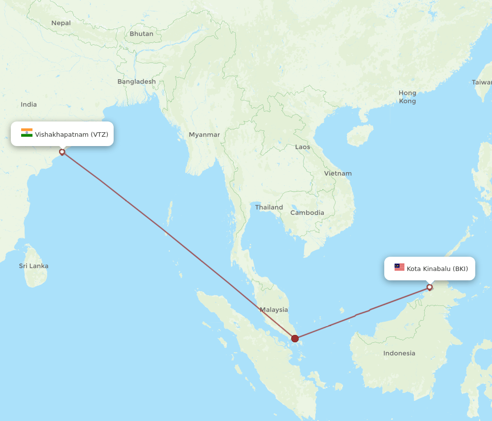 VTZ-BKI flight routes