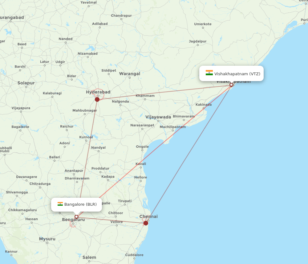 VTZ-BLR flight routes
