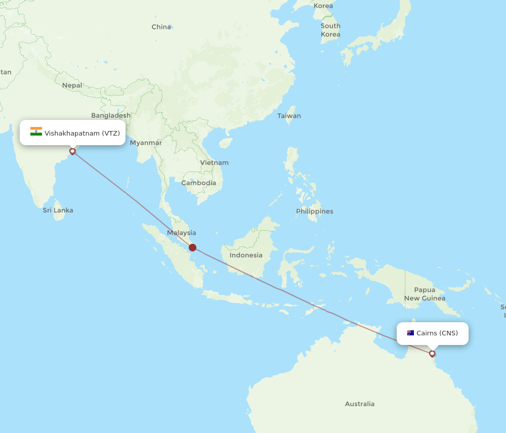 VTZ-CNS flight routes