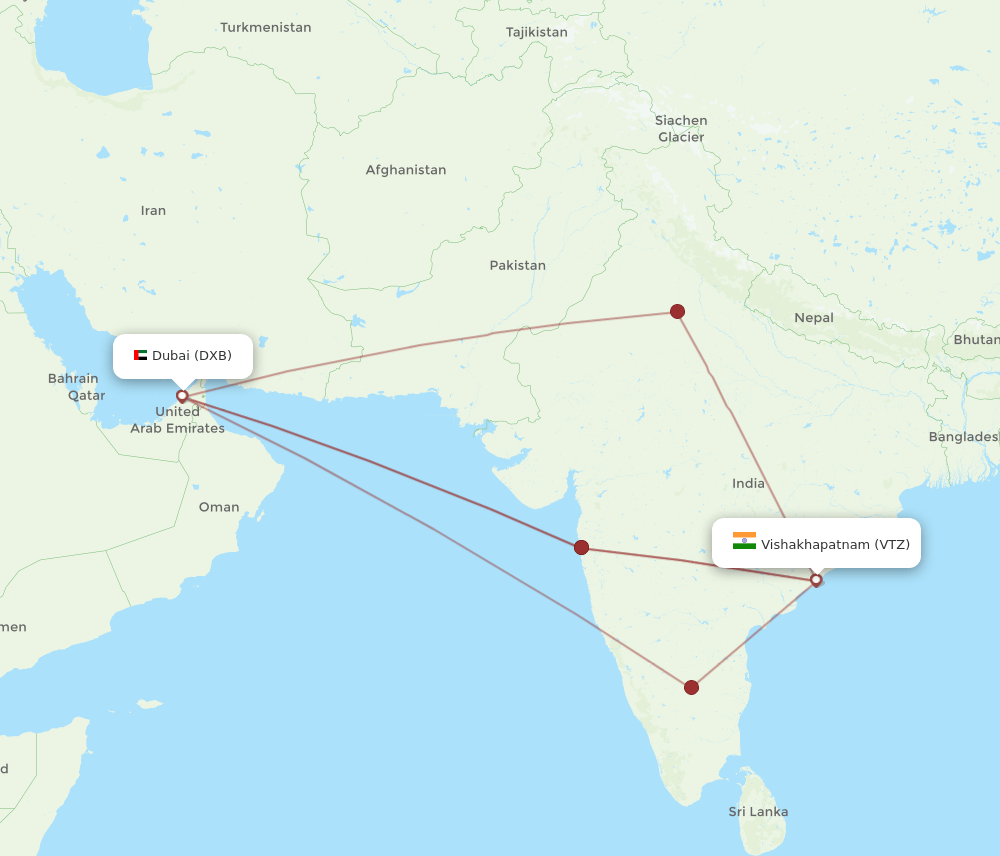 VTZ-DXB flight routes