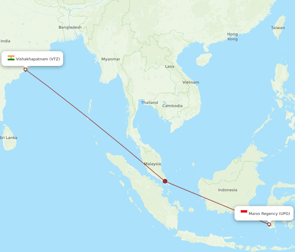 VTZ-UPG flight routes