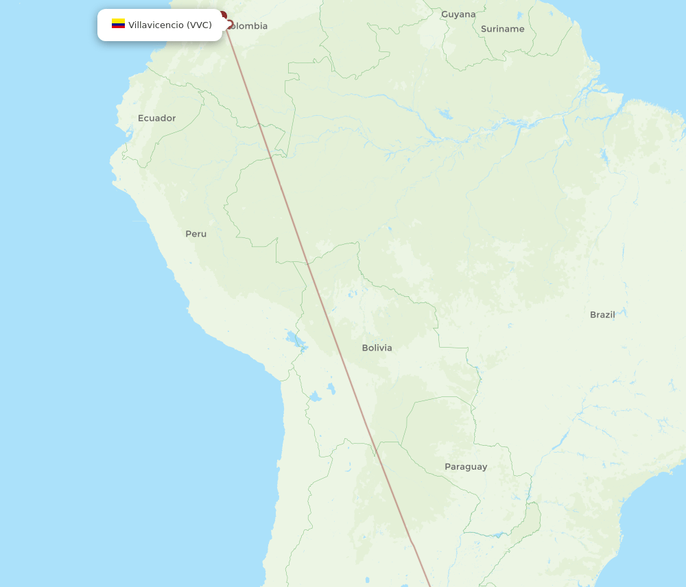 Buenos Aires - Villavicencio route map and flight paths