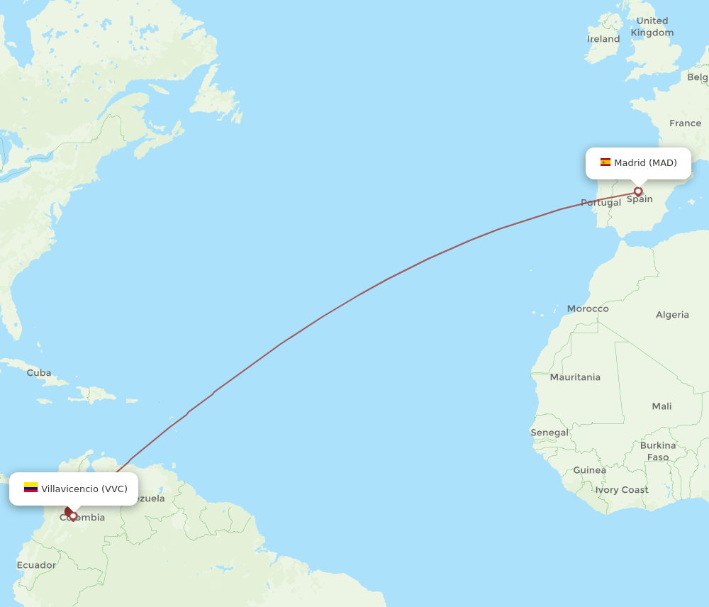 VVC to MAD flights and routes map