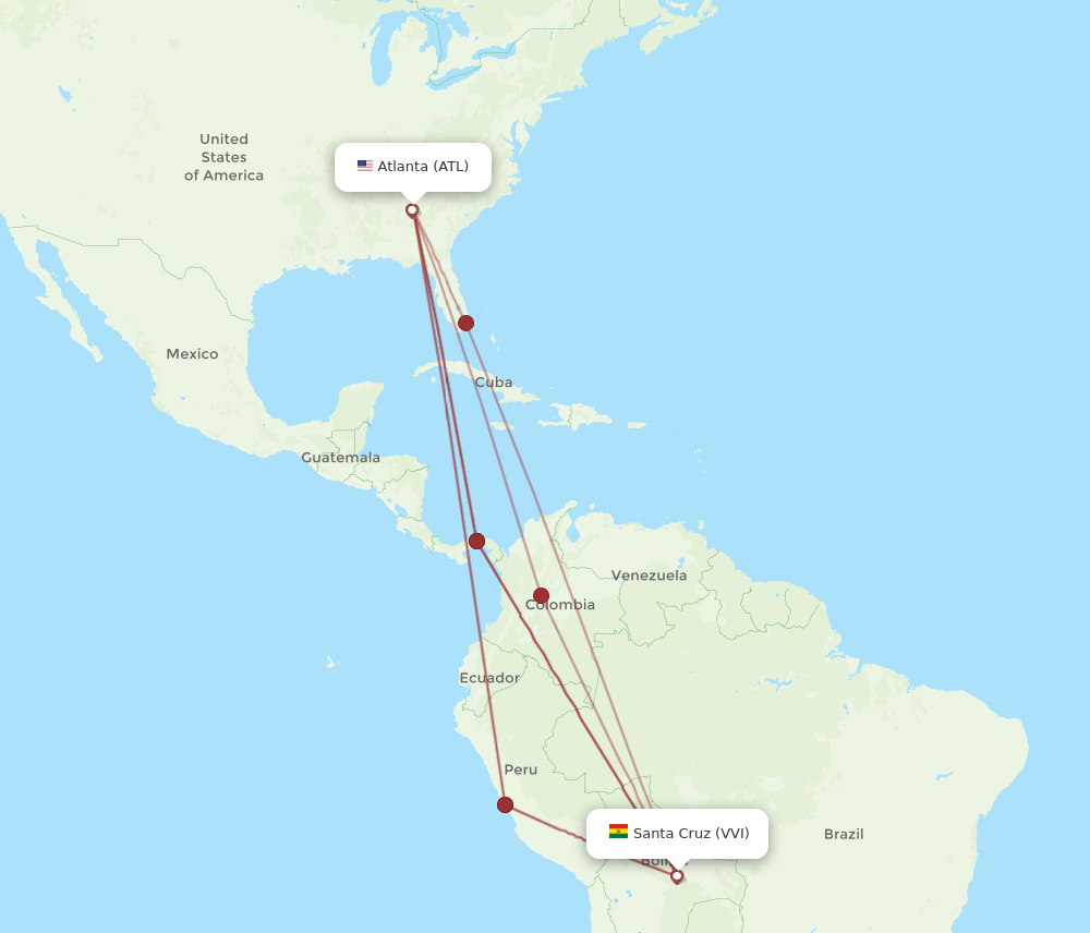 VVI-ATL flight routes