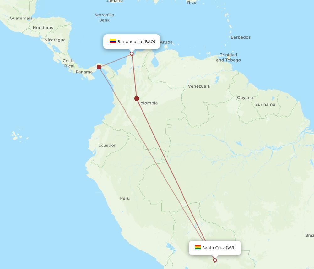 VVI-BAQ flight routes