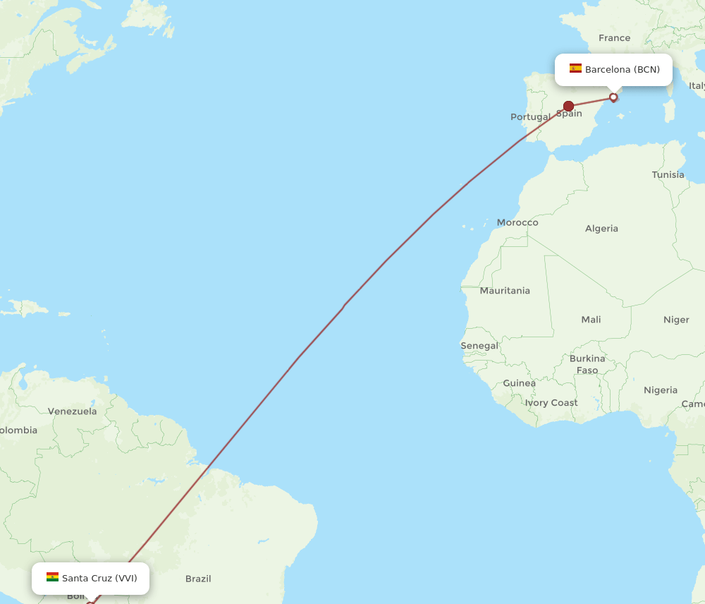 VVI-BCN flight routes