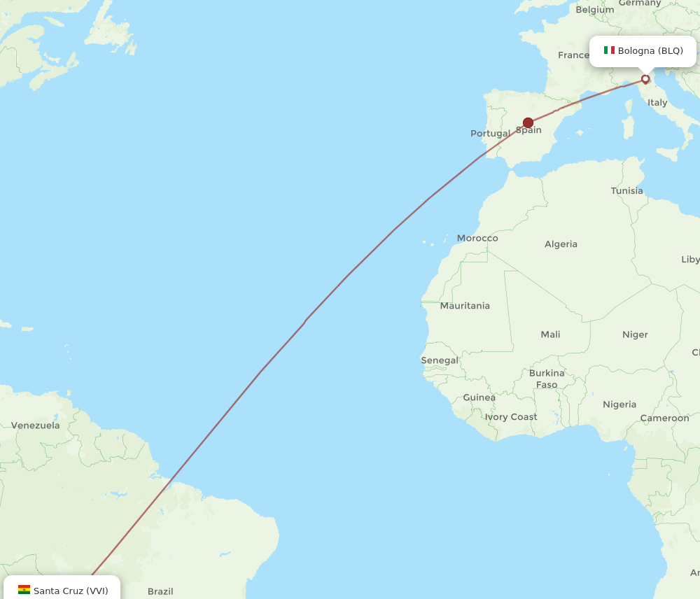 VVI-BLQ flight routes