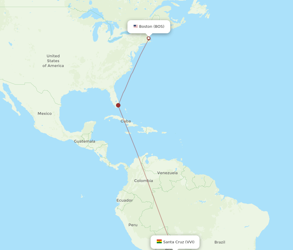 VVI-BOS flight routes