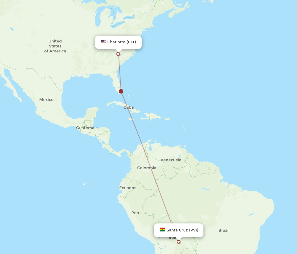 VVI-CLT flight routes