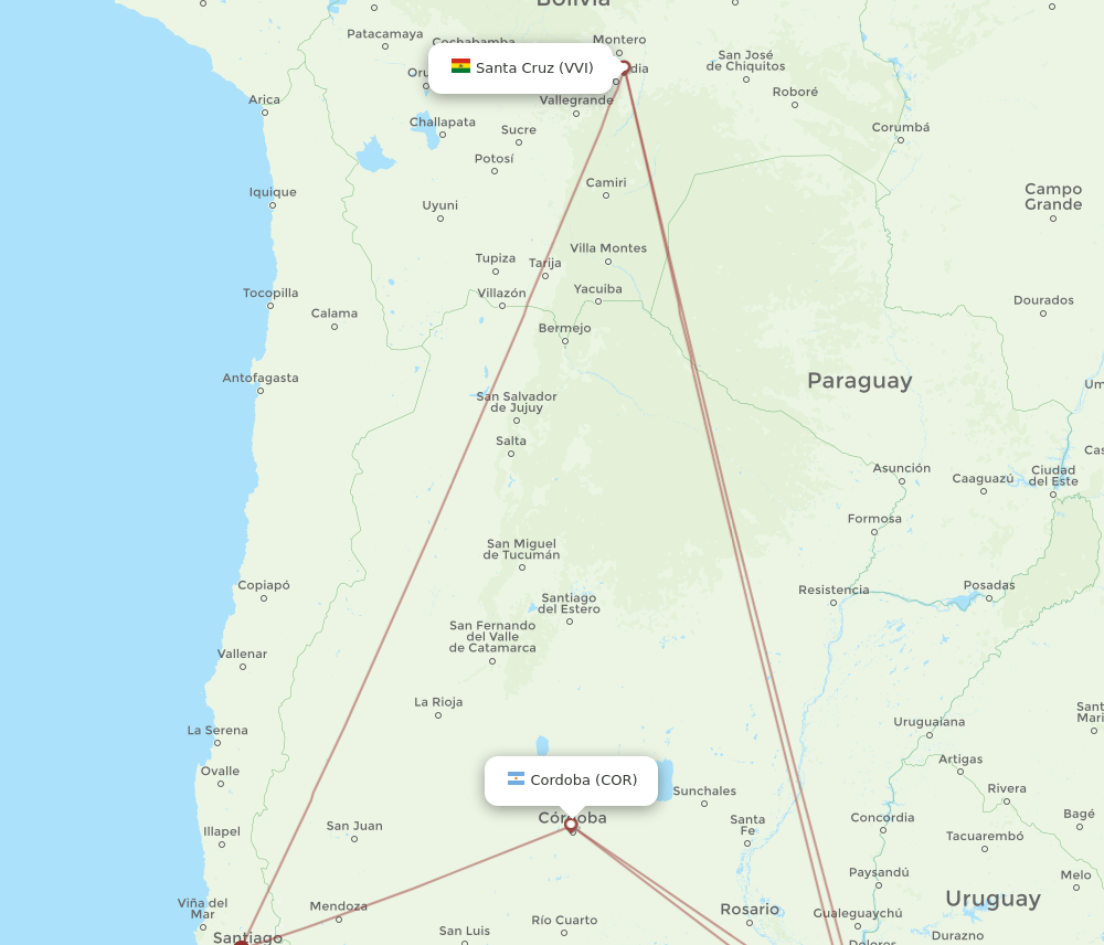 VVI-COR flight routes