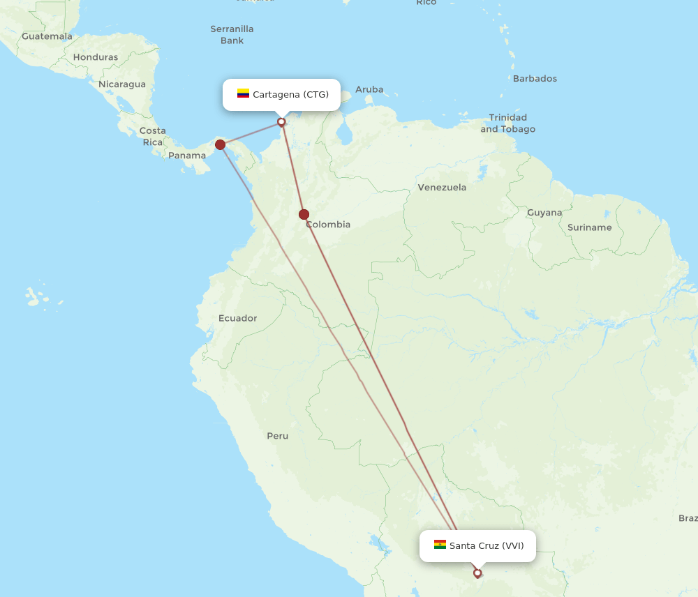 VVI-CTG flight routes
