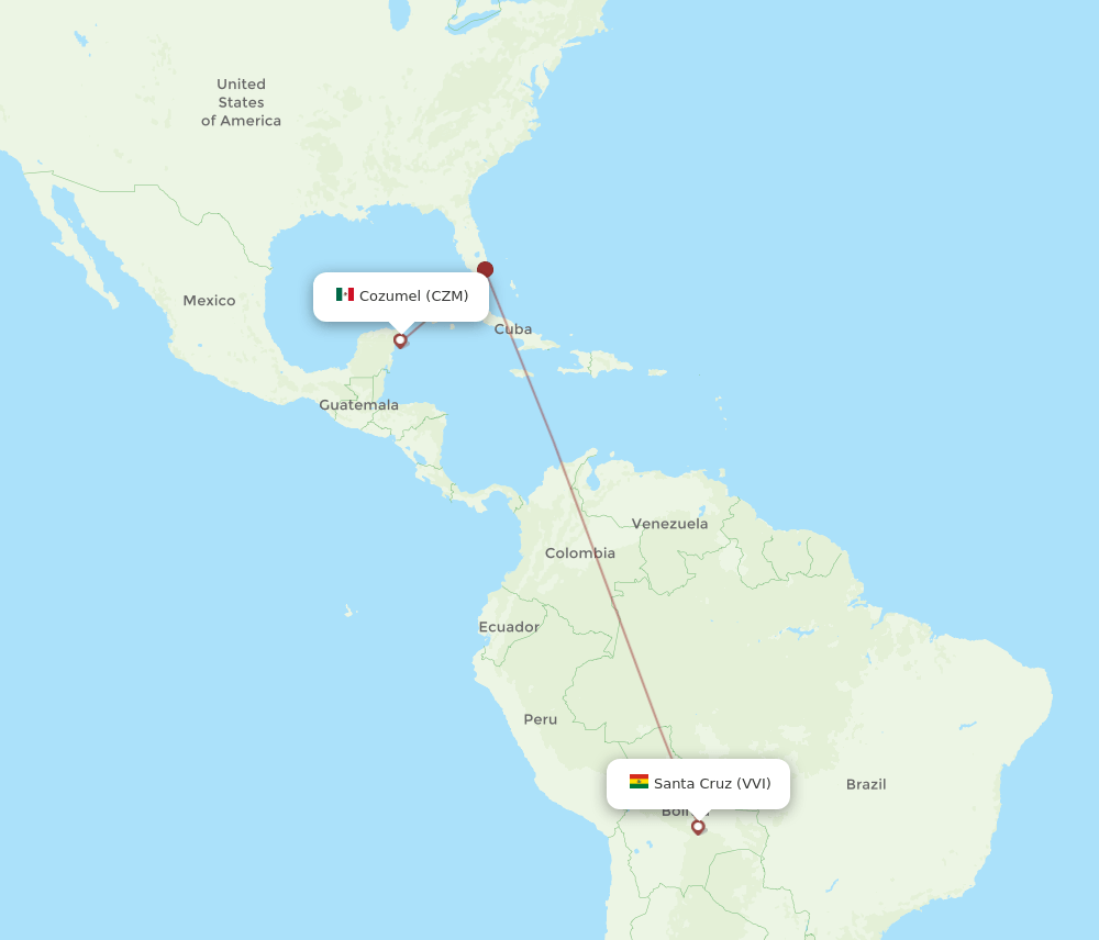 VVI to CZM flights and routes map