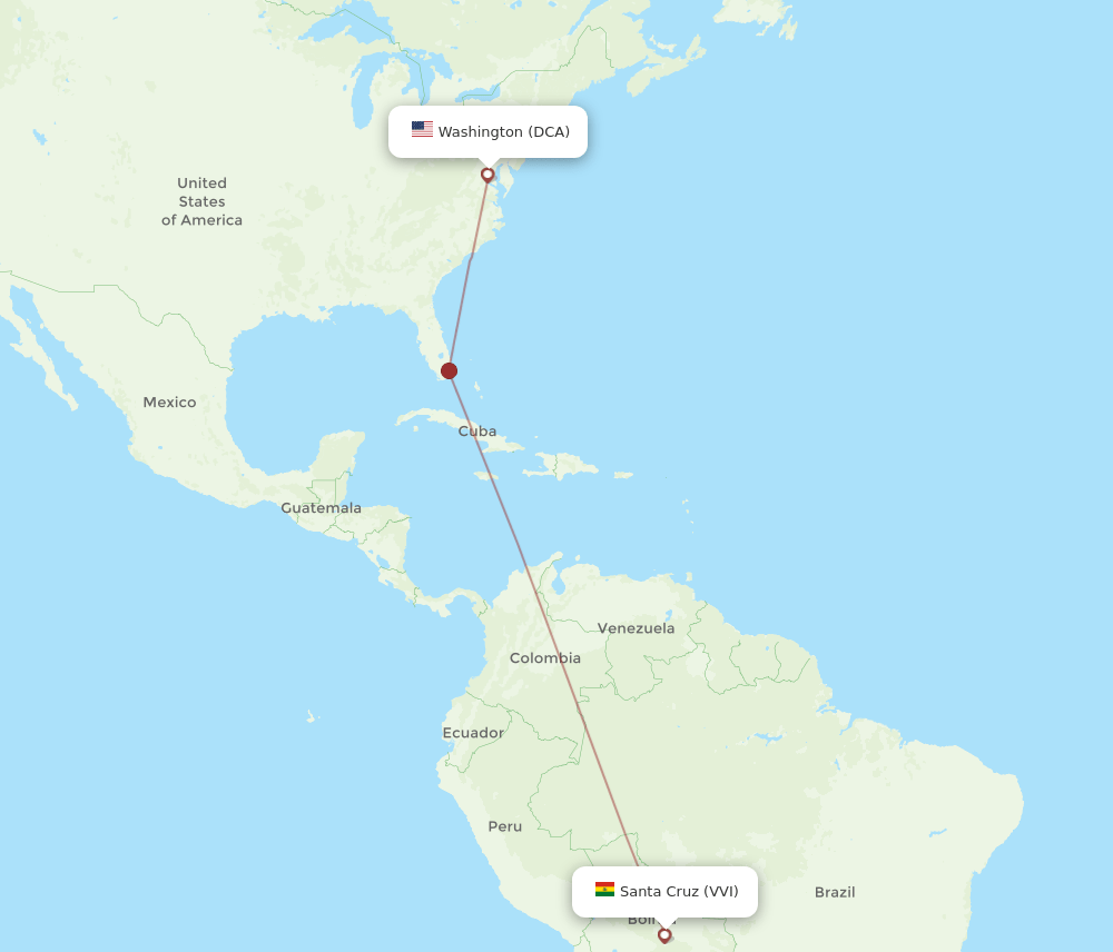 VVI-DCA flight routes