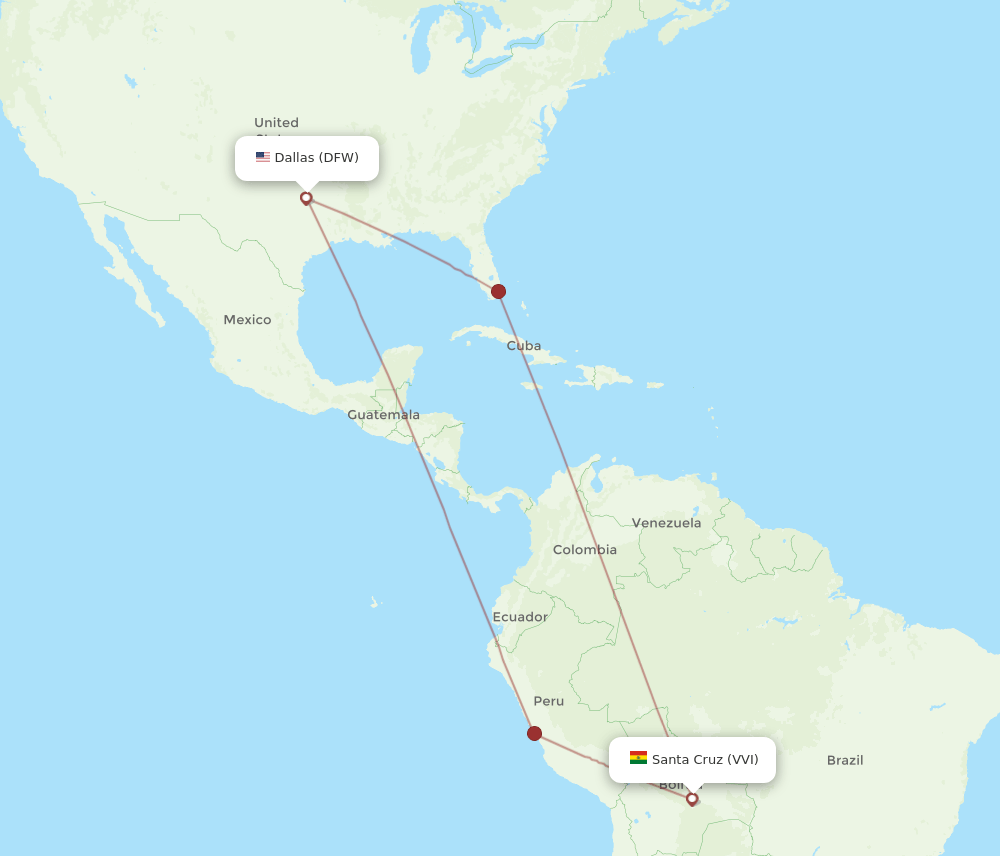 VVI-DFW flight routes