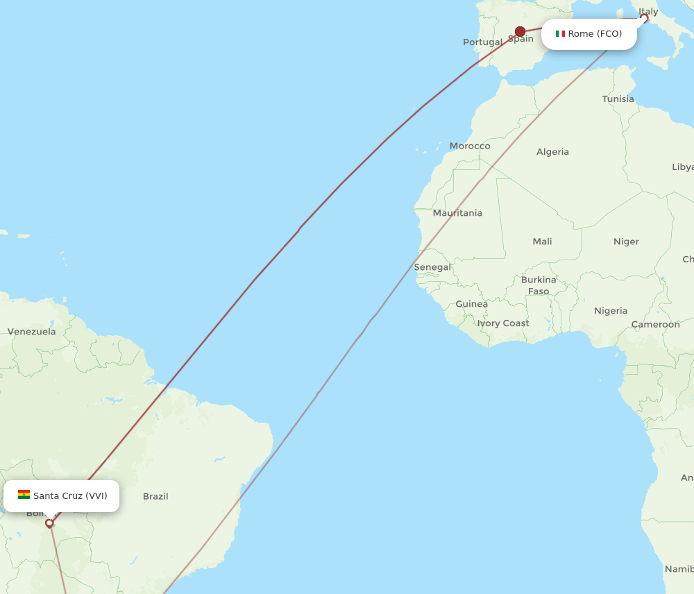 VVI-FCO flight routes