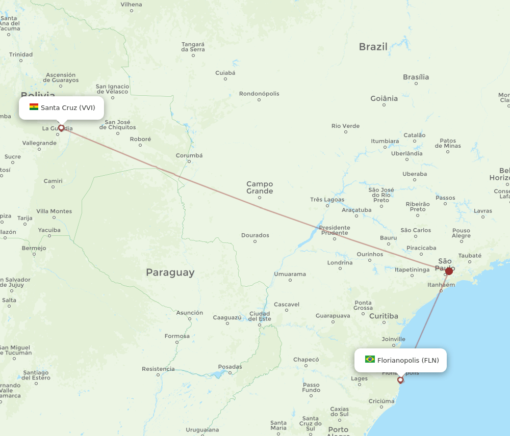 VVI to FLN flights and routes map