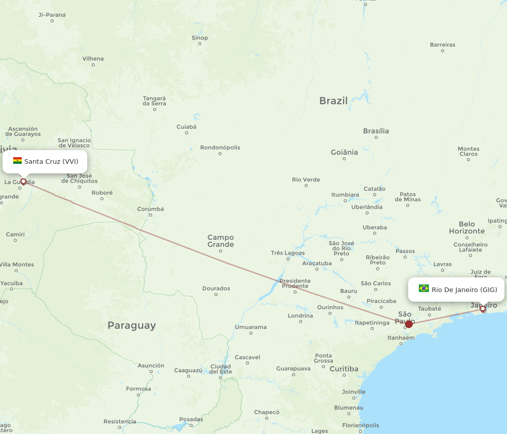 VVI-GIG flight routes