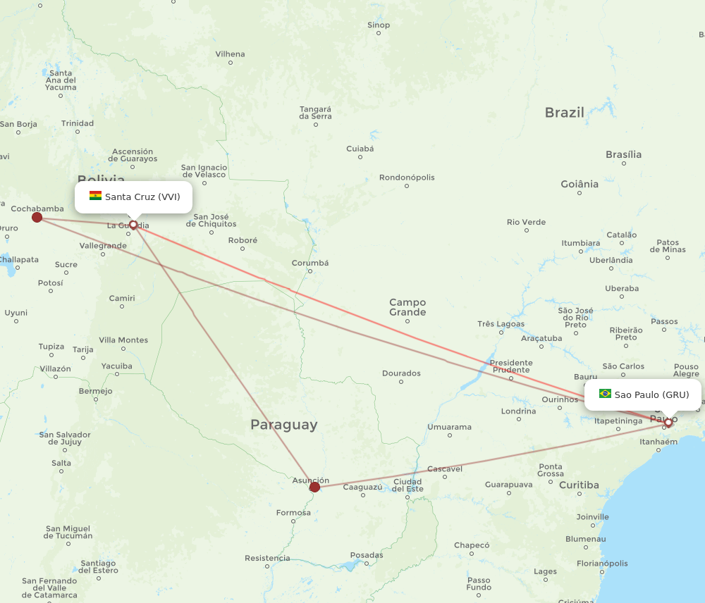 VVI to GRU flights and routes map