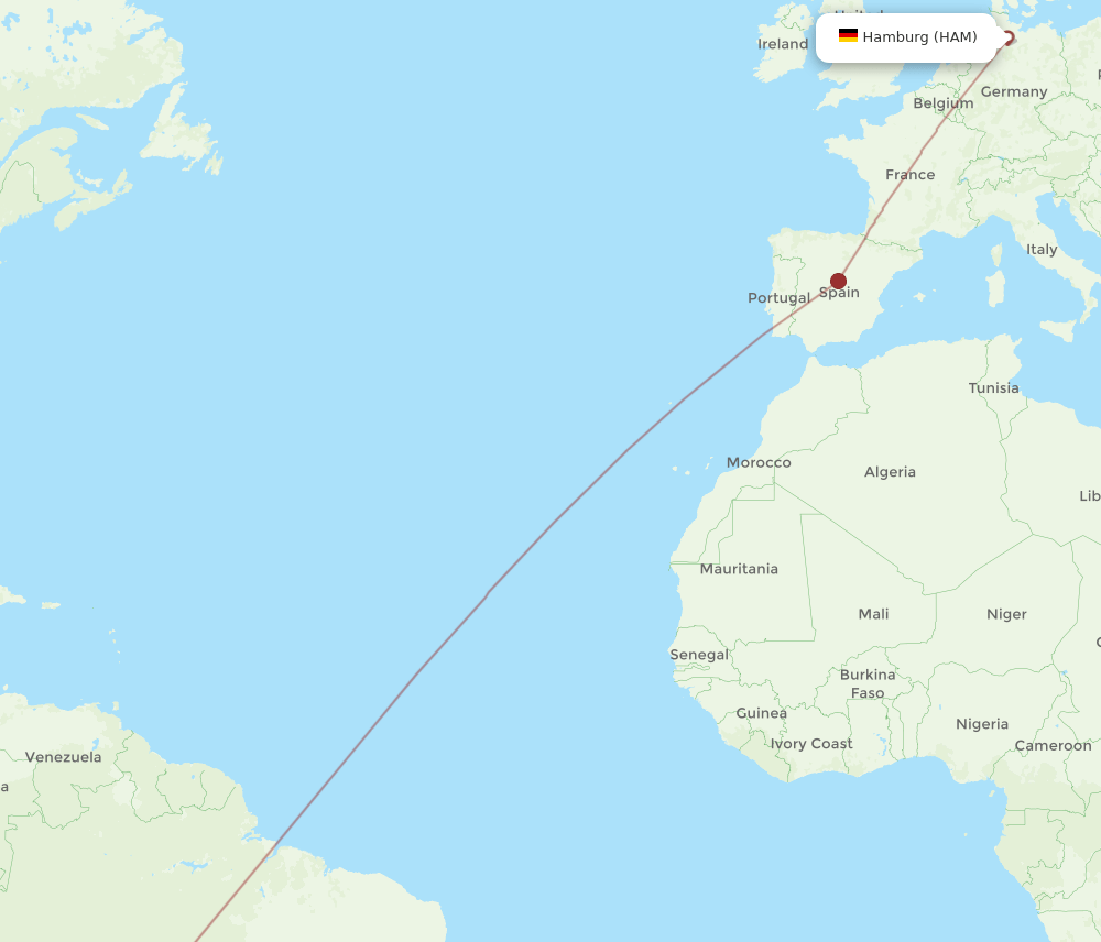 VVI-HAM flight routes