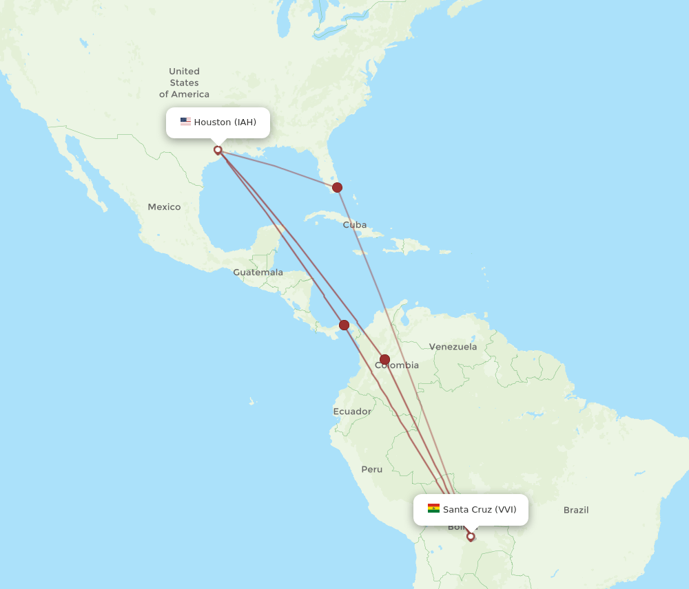 VVI-IAH flight routes