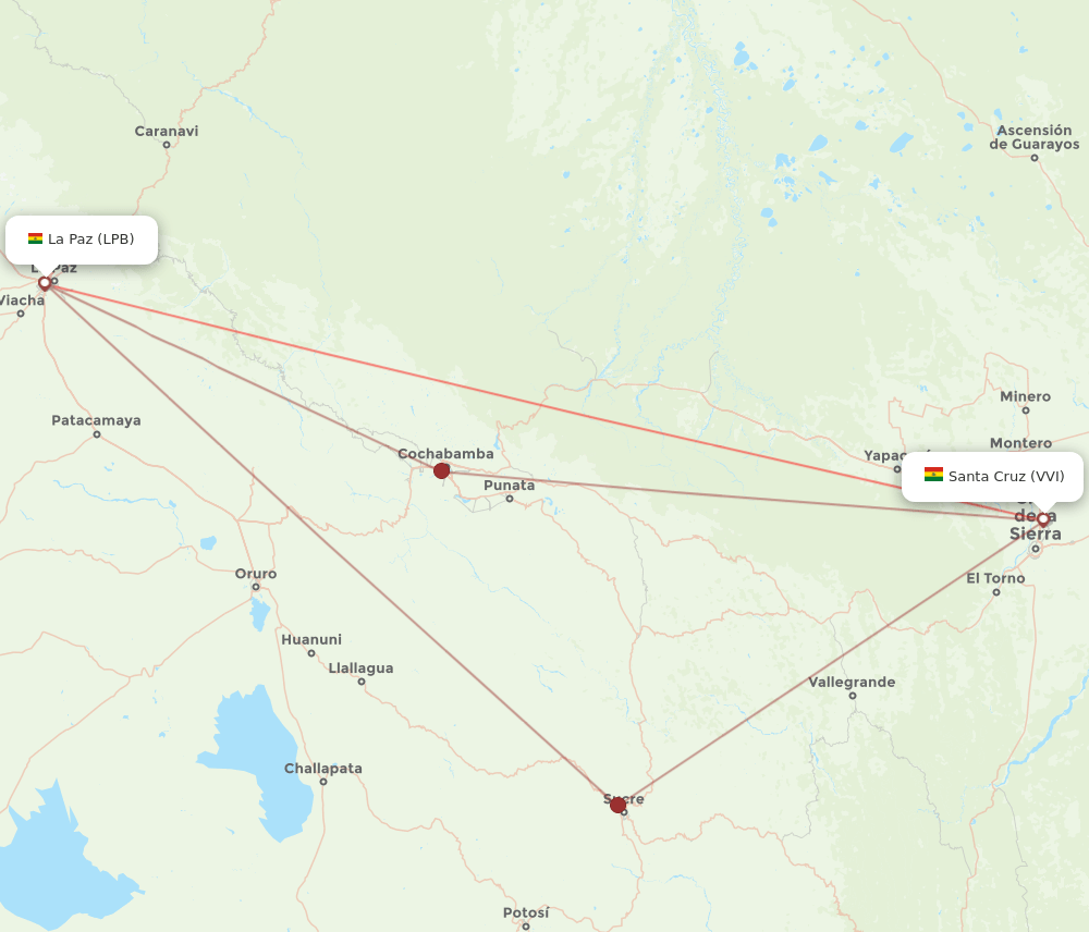 VVI-LPB flight routes