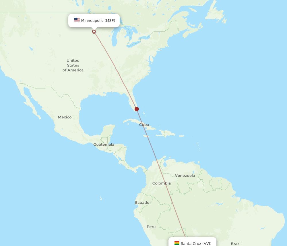 VVI to MSP flights and routes map