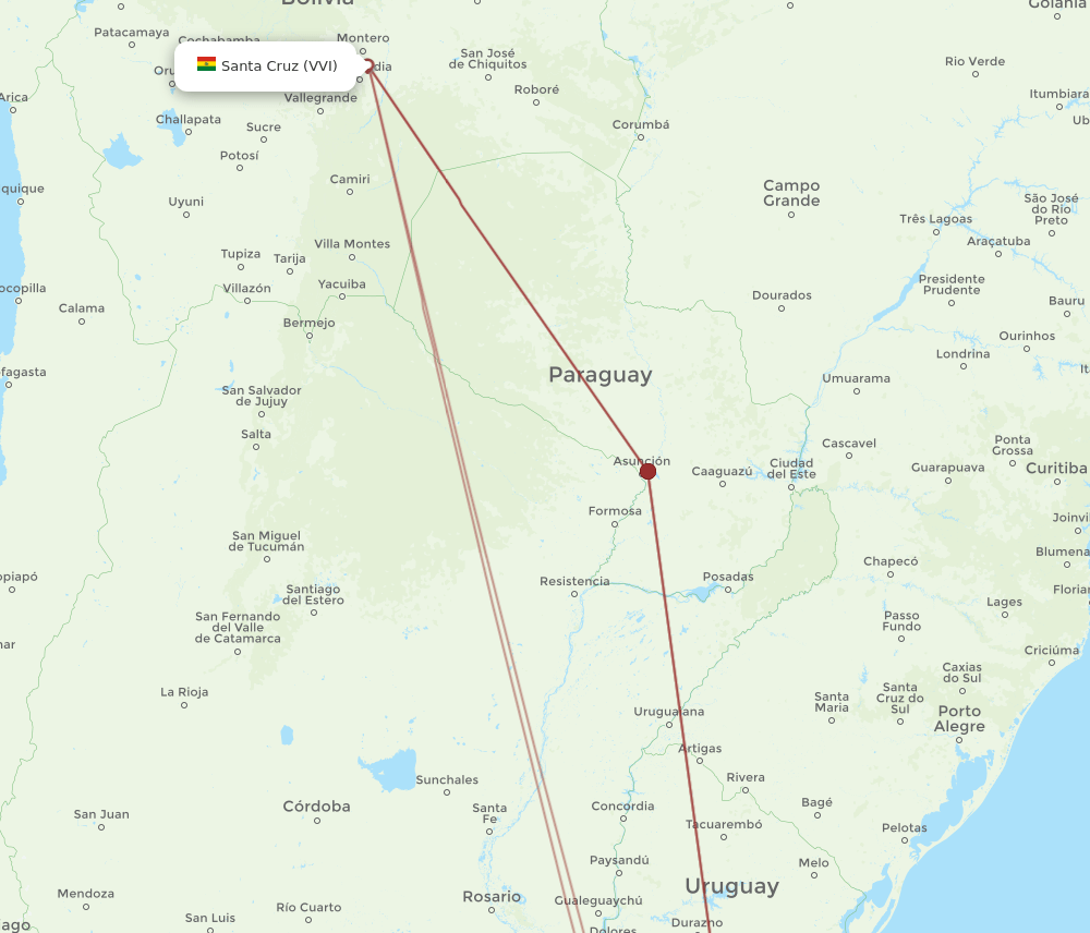 VVI to MVD flights and routes map