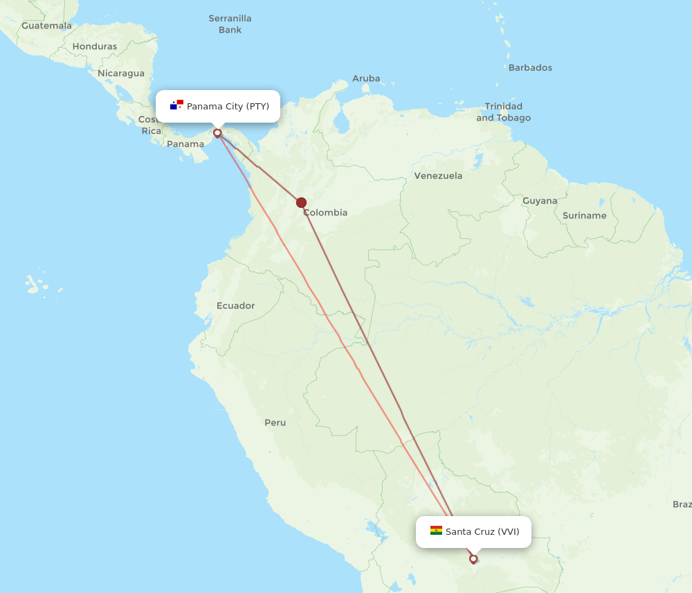 VVI-PTY flight routes