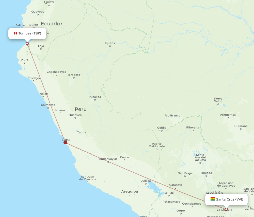 VVI-TBP flight routes
