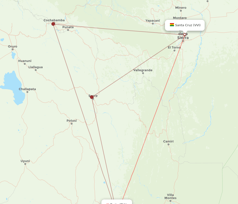 VVI to TJA flights and routes map