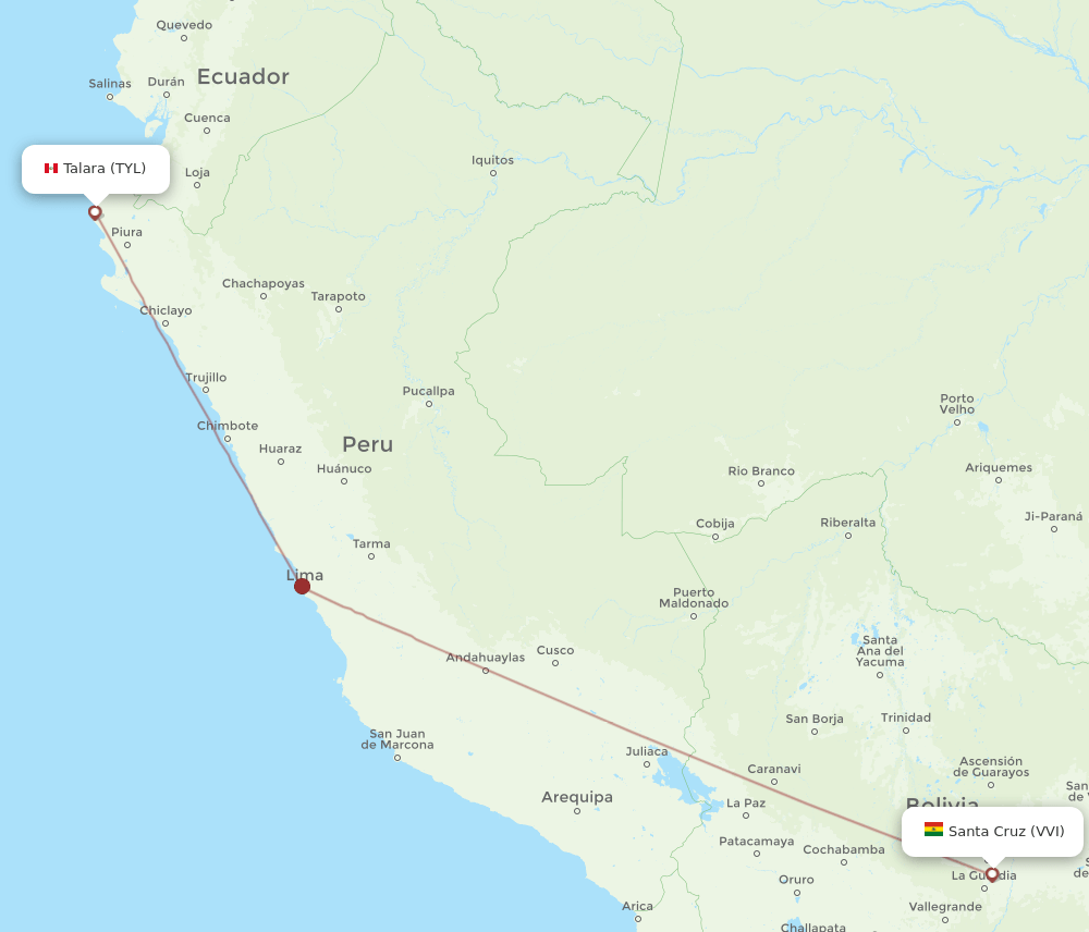 VVI-TYL flight routes