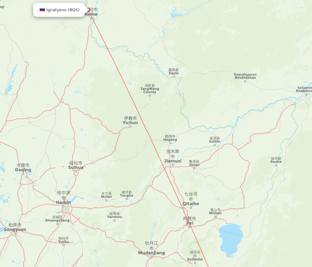 VVO to BQS flights and routes map