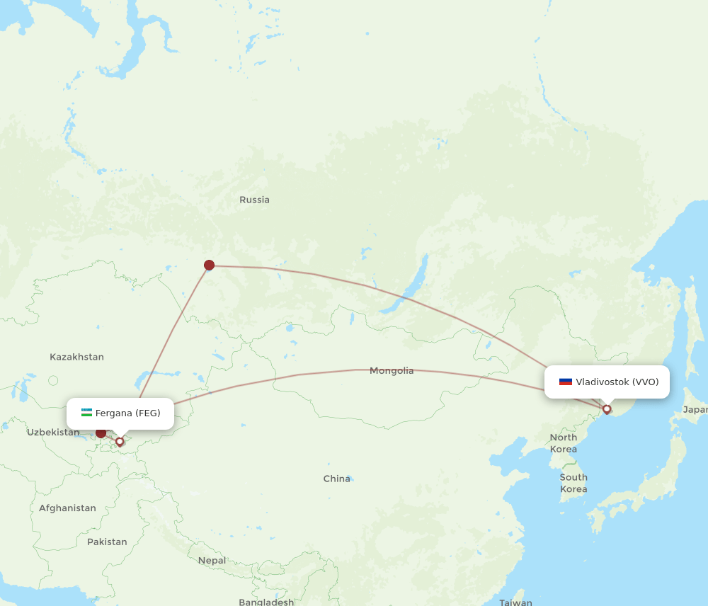 VVO-FEG flight routes
