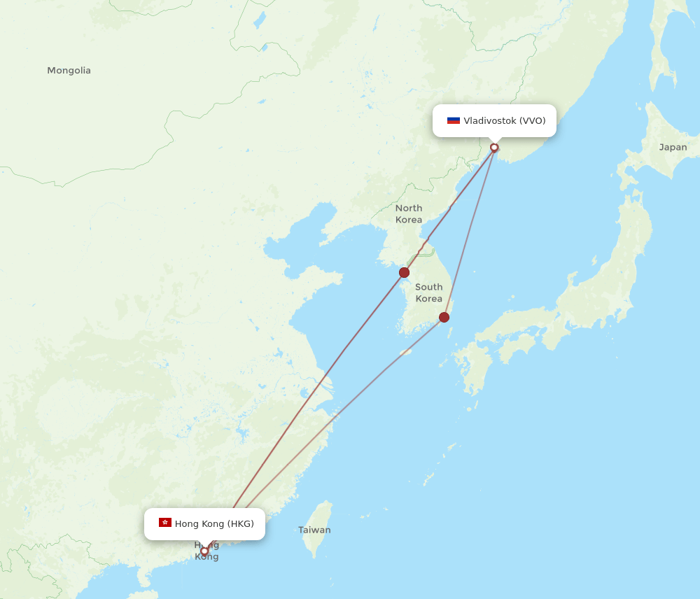 VVO-HKG flight routes