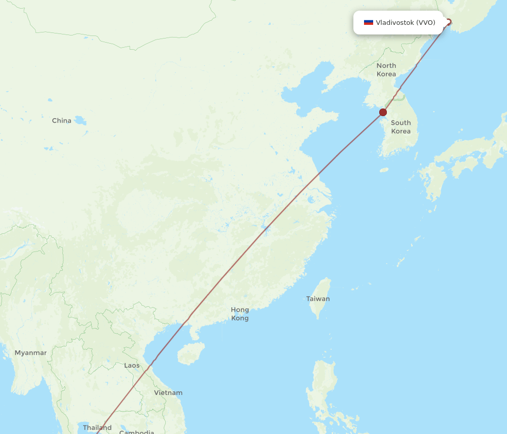 VVO to HKT flights and routes map